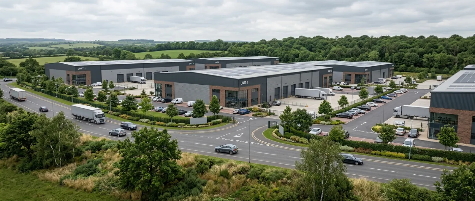 Industriepark CGI eines britischen Industrieparks