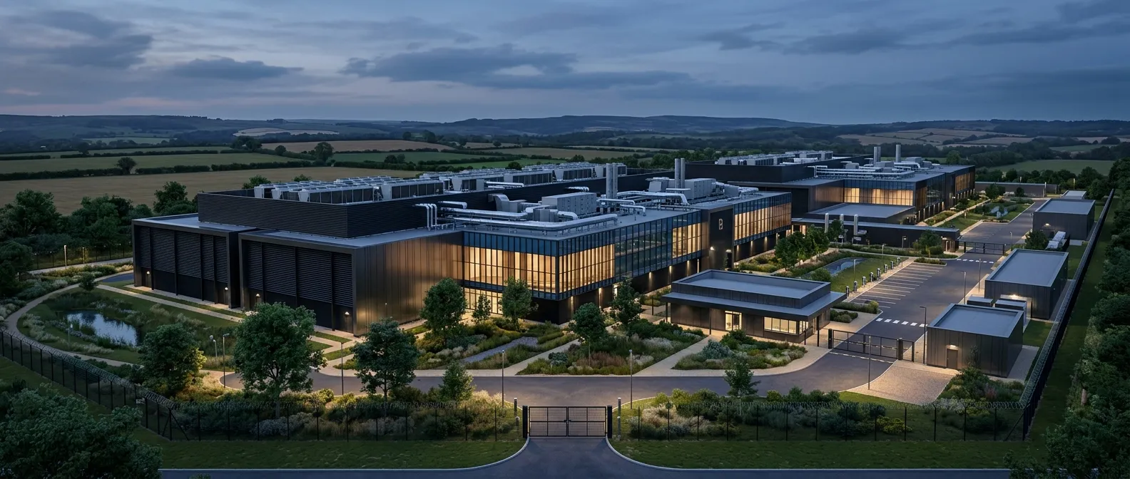 Thames Valley Rechenzentrum CGI eines britischen Rechenzentrumsareal